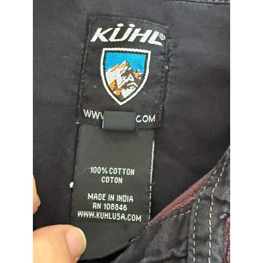 KÜHL long-sleeve button-down shirt fronts pockets washed burgundy/brown Size Med - Picture 7 of 8